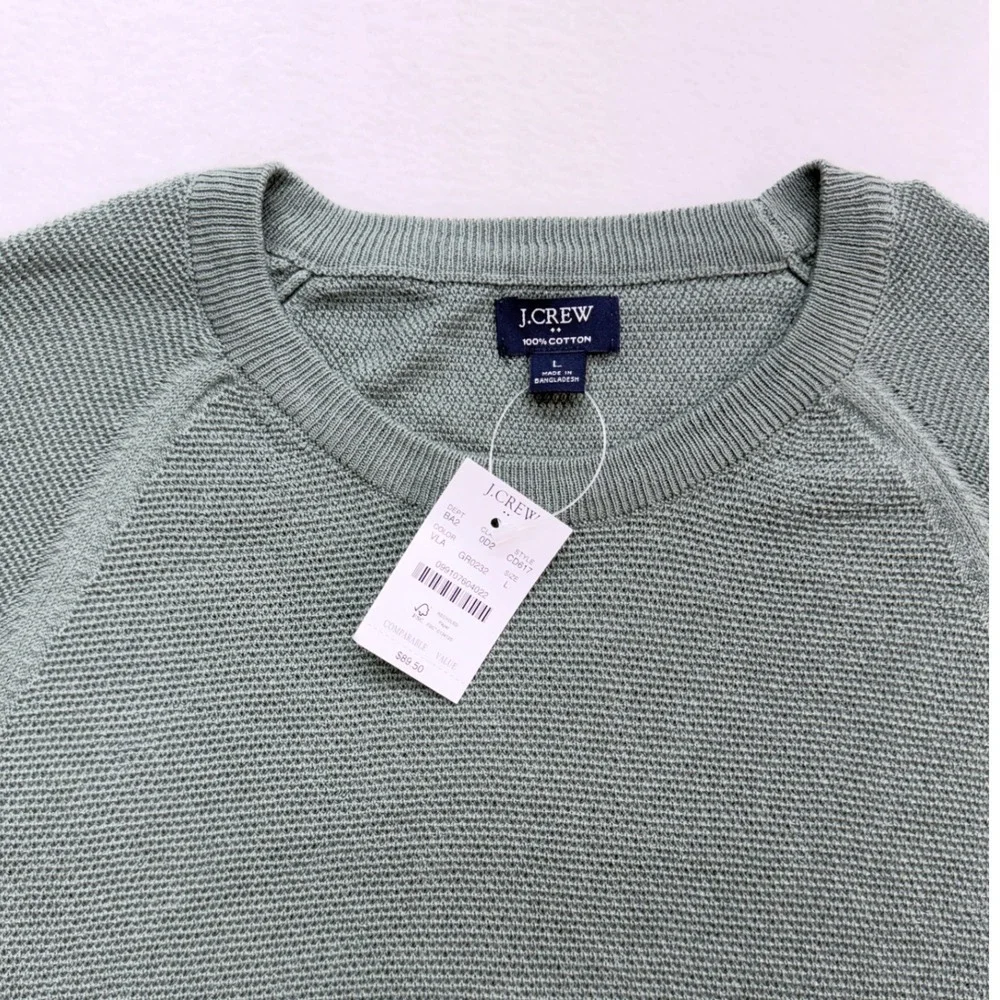 J.Crew Textured Knit Raglan Pullover Crewneck Sweater Men's M Sage Green